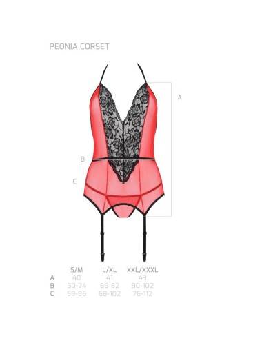 PASSION - PEONIA CORSET EROTIC LINE ROJO L/XL