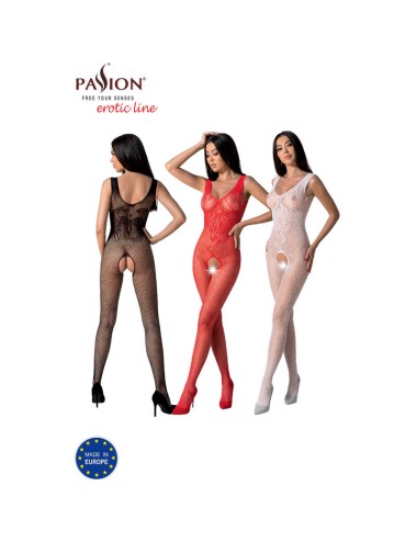 PASSION - BS098 BODYSTOCKING ROJO TALLA UNICA