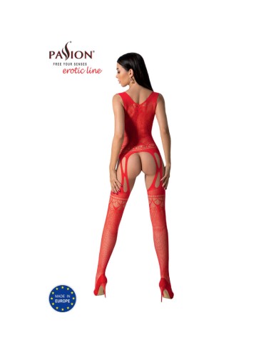PASSION - BS099 BODYSTOCKING ROJO TALLA UNICA
