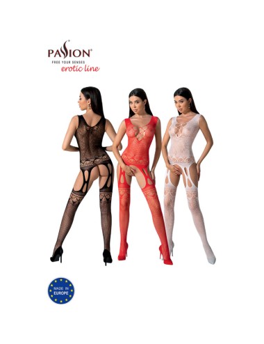 PASSION - BS099 BODYSTOCKING ROJO TALLA UNICA