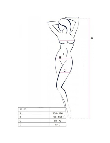 PASSION - BS100 BODYSTOCKING BLANCO TALLA UNICA