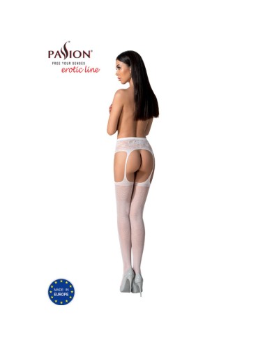 PASSION - S028 MEDIAS CON LIGUERO BLANCO TALLA UNICA