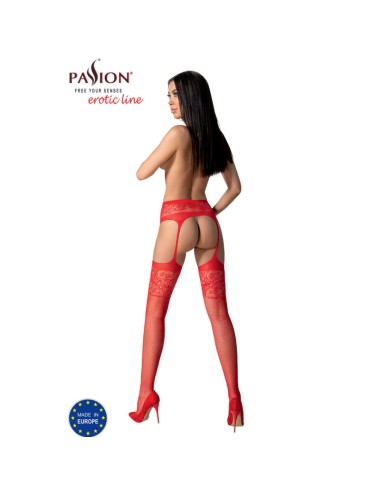PASSION - S029 MEDIAS CON LIGUERO ROJO TALLA UNICA