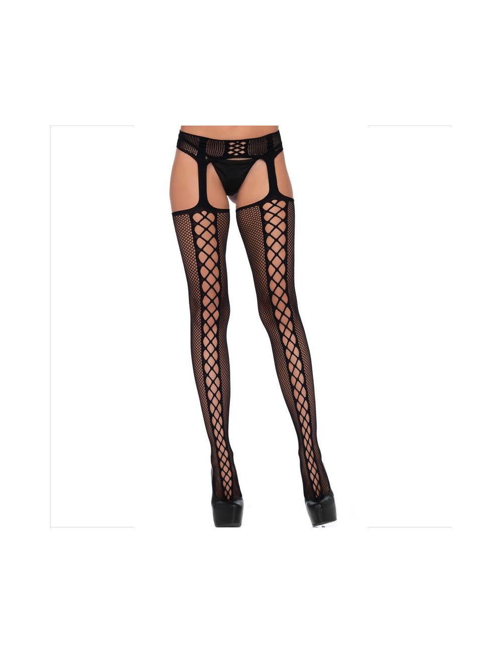 LEG AVENUE - MEDIAS DE RED Y LIGUERO NEGRO LEG AVENUE - MEDIAS DE RED Y LIGUERO NEGRO