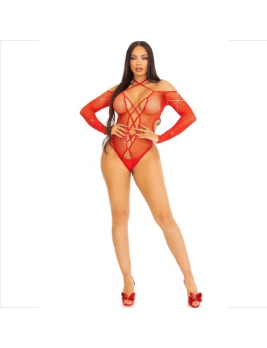 LEG AVENUE - BODY CROTCHLESS CON BRILLO ROJO