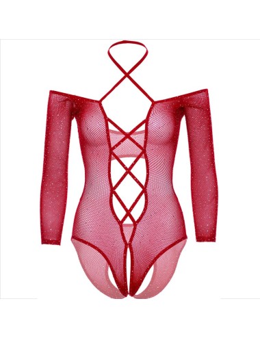 LEG AVENUE - BODY CROTCHLESS CON BRILLO ROJO