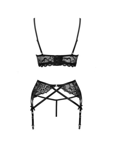 LIVCO CORSETTI FASHION - MORIDAM LC 90552 SUJETADOR + LIGUERO + PANTY NEGRO S/M