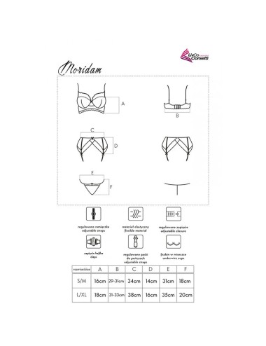 LIVCO CORSETTI FASHION - MORIDAM LC 90552 SUJETADOR + LIGUERO + PANTY NEGRO S/M