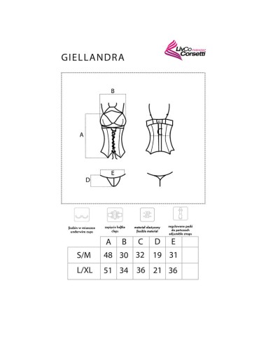 LIVCO CORSETTI FASHION - GIELLANDRA FOR THE SENSES COLLECTION CORSET + PANTY NEGRO S/M