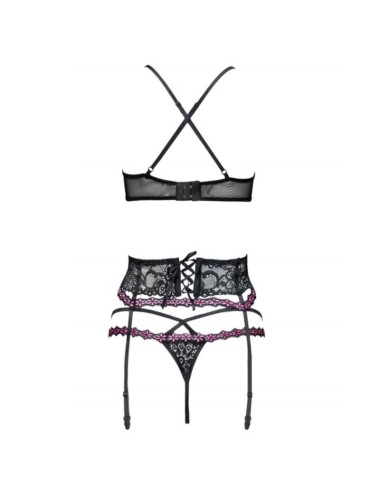 LIVCO CORSETTI FASHION - SNEHANA LC 90443 SUJETADOR + LIGUERO + PANTY NEGRO S/M