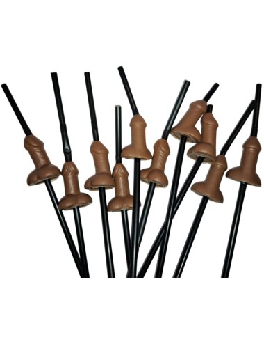 DIABLO PICANTE - BOLSA 10 PAJITAS PENE NEGRO