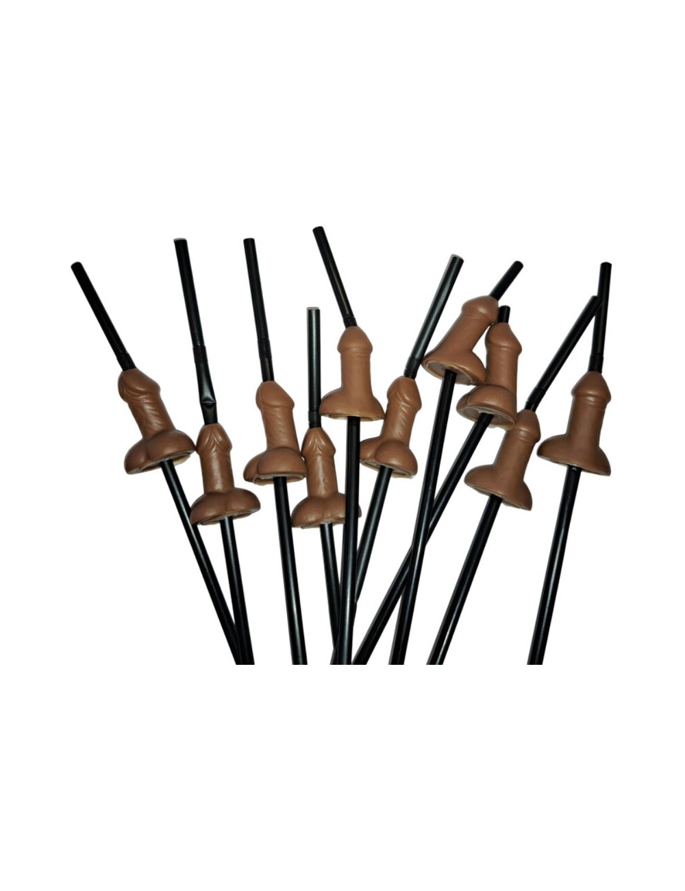 DIABLO PICANTE - BOLSA 10 PAJITAS PENE NEGRO