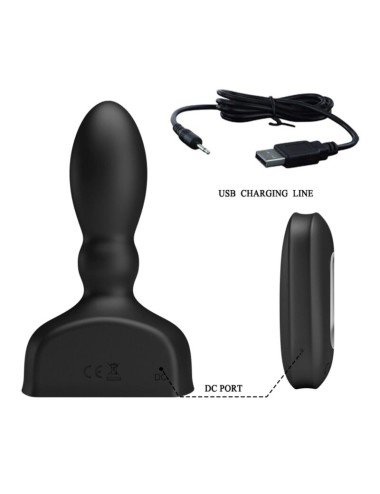 MR PLAY - PLUG ANAL HINCHABLE NEGRO CONTROL REMOTO