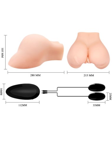 CRAZY BULL - VAGINA Y ANO CON MALLA REALISTA CON VIBRACION