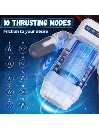 GAME CUP - MASTURBADOR MASCULINO CON VIBRACIÓN Y FUNCIÓN CALOR CON SOPORTE PARA MÓVILES - NEGRO