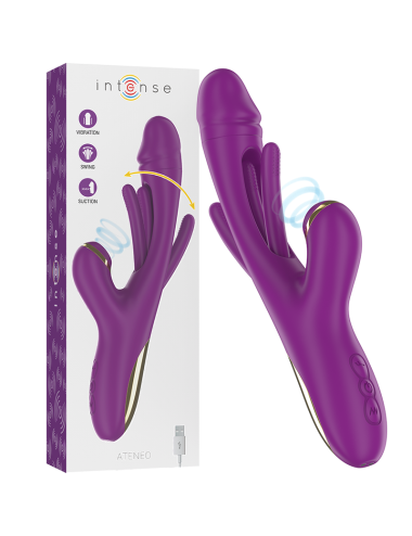 INTENSE - ATENEO VIBRADOR MULTIFUNCIÓN RECARGABLE 7 VIBRACIONES CON LENGUA OSCILANTE Y SUCCIONADOR MORADO