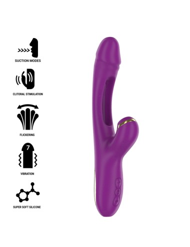 INTENSE - ATENEO VIBRADOR MULTIFUNCIÓN RECARGABLE 7 VIBRACIONES CON LENGUA OSCILANTE Y SUCCIONADOR MORADO