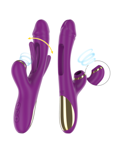 INTENSE - ATENEO VIBRADOR MULTIFUNCIÓN RECARGABLE 7 VIBRACIONES CON LENGUA OSCILANTE Y SUCCIONADOR MORADO