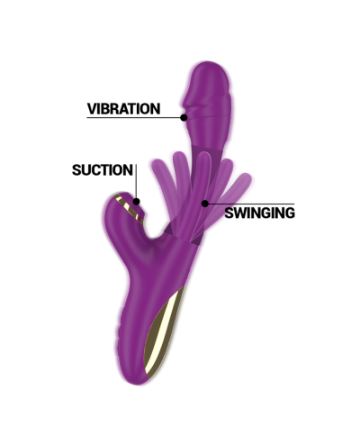 INTENSE - ATENEO VIBRADOR MULTIFUNCIÓN RECARGABLE 7 VIBRACIONES CON LENGUA OSCILANTE Y SUCCIONADOR MORADO