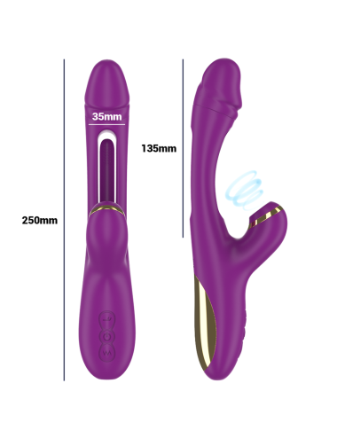 INTENSE - ATENEO VIBRADOR MULTIFUNCIÓN RECARGABLE 7 VIBRACIONES CON LENGUA OSCILANTE Y SUCCIONADOR MORADO