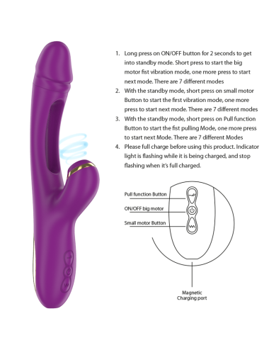 INTENSE - ATENEO VIBRADOR MULTIFUNCIÓN RECARGABLE 7 VIBRACIONES CON LENGUA OSCILANTE Y SUCCIONADOR MORADO