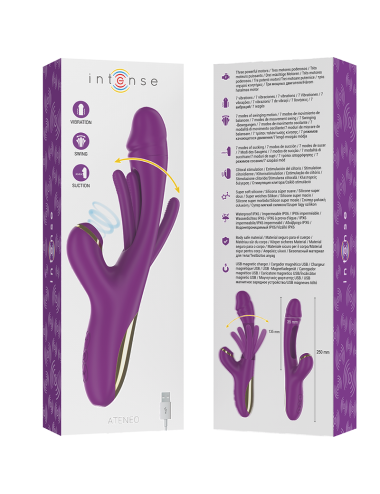 INTENSE - ATENEO VIBRADOR MULTIFUNCIÓN RECARGABLE 7 VIBRACIONES CON LENGUA OSCILANTE Y SUCCIONADOR MORADO