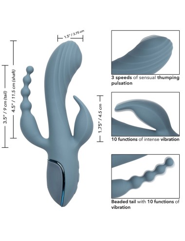 CALIFORNIA EXOTICS - VIBRADOR TRIPLE ÉXTASIS GRIS
