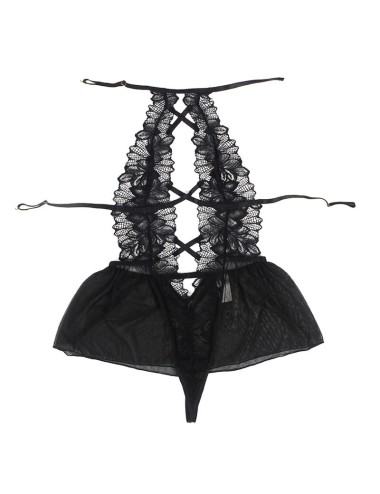 SUBBLIME - TEDDY CUELLO HALTER ESPALDA DESCUBIERTA ENCAJE NEGRO S/M