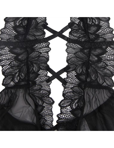 SUBBLIME - TEDDY CUELLO HALTER ESPALDA DESCUBIERTA ENCAJE NEGRO S/M