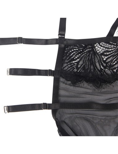 SUBBLIME - BABYDOLL CON TIRANTES AJUSTABLES DE ENCAJE NEGRO S/M