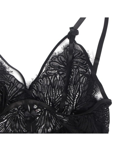 SUBBLIME - BABYDOLL CON TIRANTES AJUSTABLES DE ENCAJE NEGRO L/XL