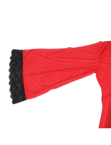 SUBBLIME - BATA TELA TRANSPARENTE DETALLE ENCAJE ROJO S/M