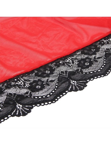 SUBBLIME - BATA TELA TRANSPARENTE DETALLE ENCAJE ROJO S/M
