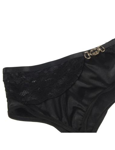 SUBBLIME - SET DE 3 PIEZAS SUJETADOR + TANGA + LIGA ENCAJE NEGRO S/M