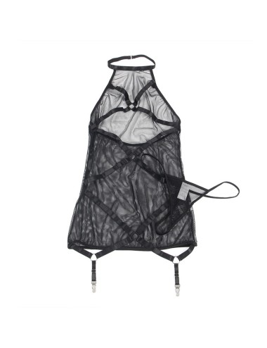 SUBBLIME - VESTIDO TRANSPARENTE CUELLO HALTER NEGRO S/M
