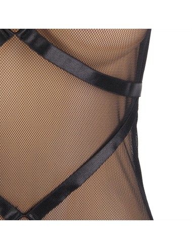 SUBBLIME - VESTIDO TRANSPARENTE CUELLO HALTER NEGRO S/M