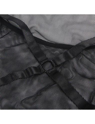 SUBBLIME - VESTIDO TRANSPARENTE CUELLO HALTER NEGRO L/XL
