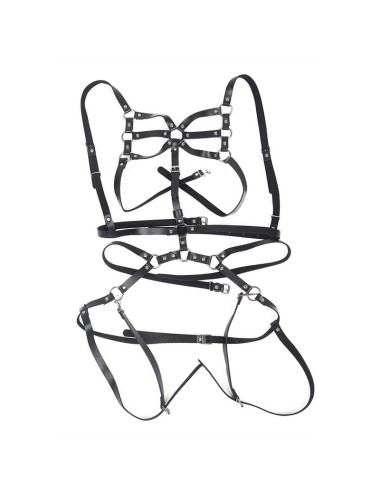 SUBBLIME - ARNÉS DE CUERPO CORREAS AJUSTABLE CUERO NEGRO TALLA ÚNICA