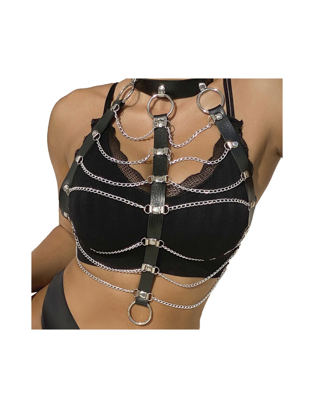 SUBBLIME - ARNÉS DE PECHO CADENAS CUERO NEGRO TALLA ÚNICA SUBBLIME - ARNÉS DE PECHO CADENAS CUERO NEGRO TALLA ÚNICA