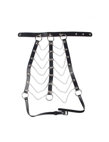 SUBBLIME - ARNÉS DE PECHO CADENAS CUERO NEGRO TALLA ÚNICA
