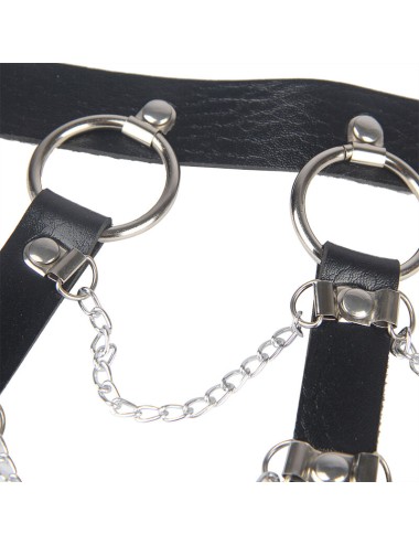 SUBBLIME - ARNÉS DE PECHO CADENAS CUERO NEGRO TALLA ÚNICA