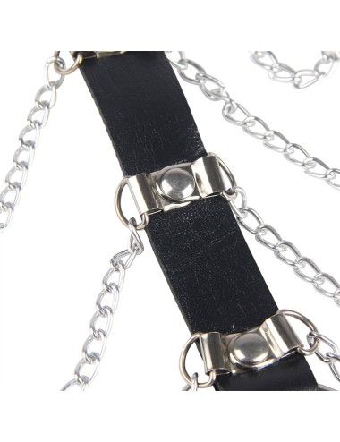 SUBBLIME - ARNÉS DE PECHO CADENAS CUERO NEGRO TALLA ÚNICA