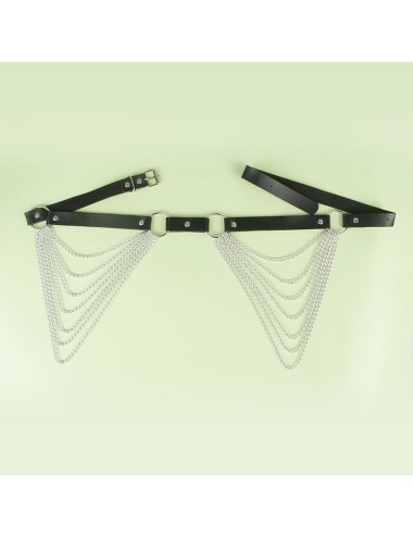 SUBBLIME - CINTURON DE CADENAS CUERO NEGRO TALLA ÚNICA