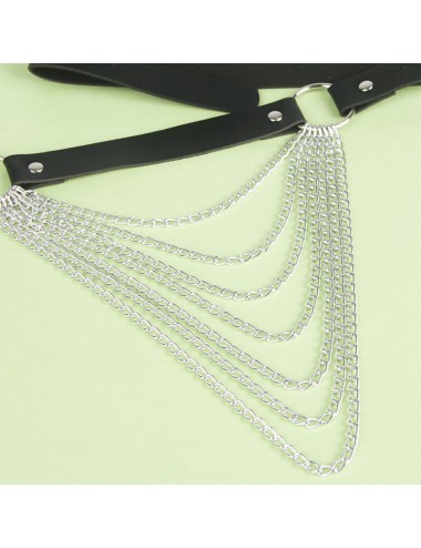 SUBBLIME - CINTURON DE CADENAS CUERO NEGRO TALLA ÚNICA