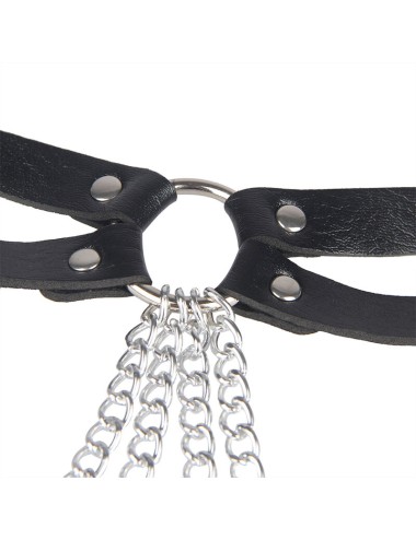 SUBBLIME - CINTURON DE CADENAS ANILLAS CUERO NEGRO TALLA ÚNICA