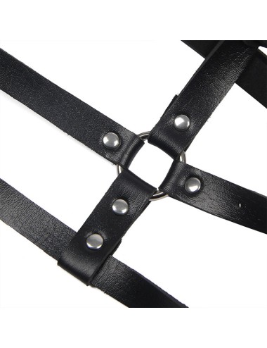SUBBLIME - ARNÉS DE PECHO ANILLAS DE CUERO NEGRO TALLA ÚNICA