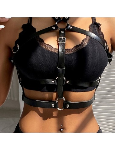 SUBBLIME - ARNÉS DE PECHO ANILLAS DE CUERO NEGRO TALLA ÚNICA