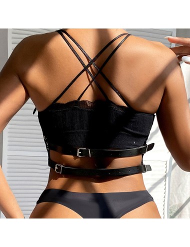 SUBBLIME - ARNÉS DE PECHO ANILLAS DE CUERO NEGRO TALLA ÚNICA