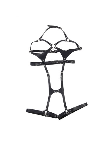 SUBBLIME - ARNÉS CUERPO ENTERO CON HEBILLAS CUERO NEGRO TALLA ÚNICA