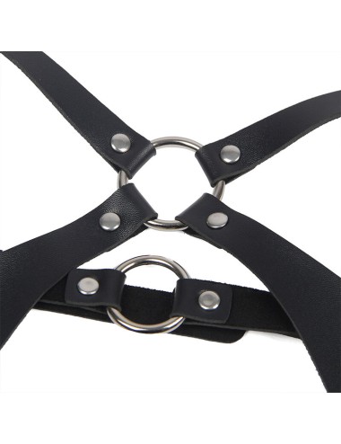 SUBBLIME - ARNÉS CUERPO ENTERO CON HEBILLAS CUERO NEGRO TALLA ÚNICA